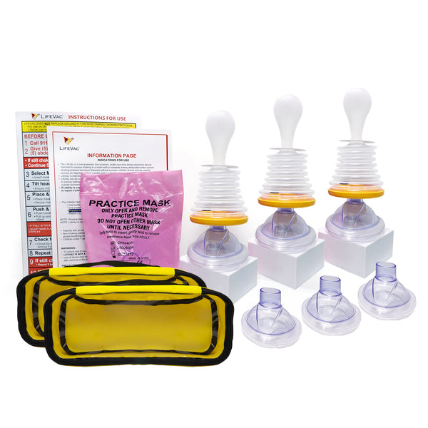 1 LifeVac Home Kit, 2 yellow Travel bags, and instructions