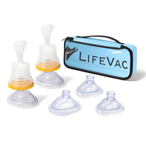 LifeVac Home and Blue Travel bundle: 2 devices, 5 masks, and blue zip-up bag
